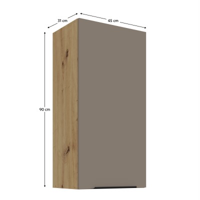 Dulăpior superior, sandgrau/stejar artisan, FRISBO 45 G-90 1F