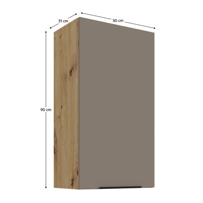 Dulăpior superior, sandgrau/stejar artisan, FRISBO 50 G-90 1F