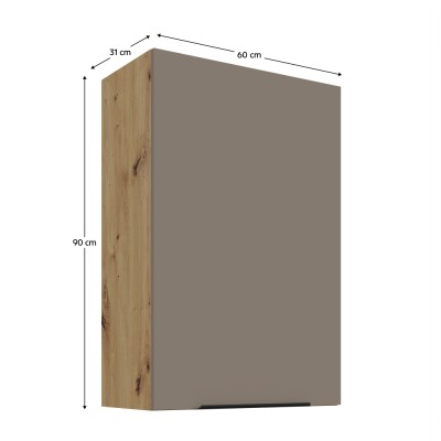 Dulăpior superior, sandgrau/stejar artisan, FRISBO 60 G-90 1F