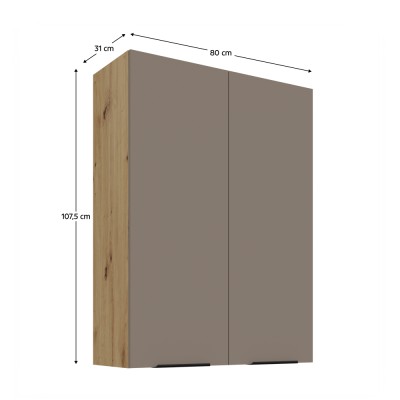 Dulăpior superior, sandgrau/stejar artisan, FRISBO 80 G-108 2F