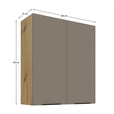 Dulăpior superior, sandgrau/stejar artisan, FRISBO 80 G-90 2F