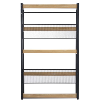 Etajeră cu 5 rafturi, stejar/negru, KILOS NEW TIP 3