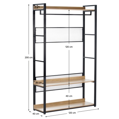 Etajeră cu rafturi, stejar/negru, KILOS NEW TIP 2