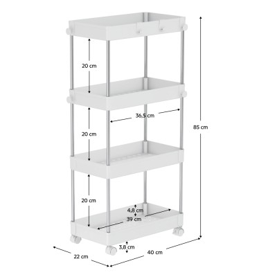 Etajeră cu roţi, albă, ALIOL TIP 3