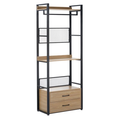 Etajeră cu sertare, stejar/negru, KILOS NEW TIP 1