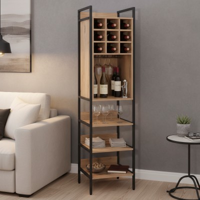 Etajeră pentru vin, stejar/negru, VINPO