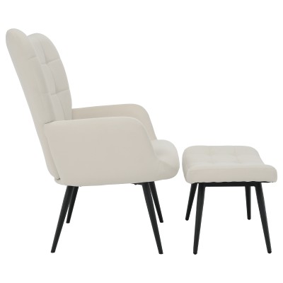 Fotoliu cu suport pentru picioare, alb Velvet ţesătură/negru, HABEN