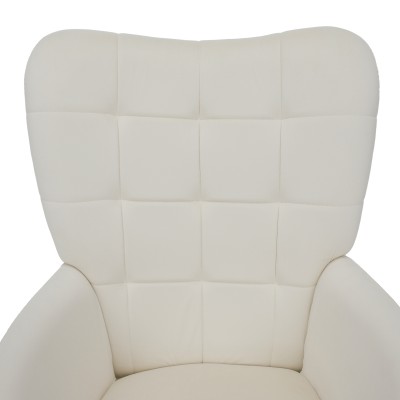 Fotoliu cu suport pentru picioare, alb Velvet ţesătură/negru, HABEN