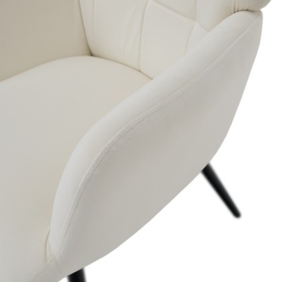 Fotoliu cu suport pentru picioare, alb Velvet ţesătură/negru, HABEN