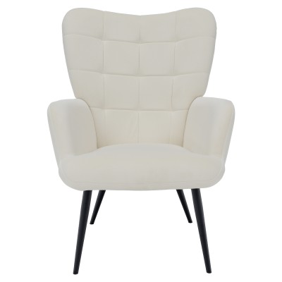 Fotoliu cu suport pentru picioare, alb Velvet ţesătură/negru, HABEN