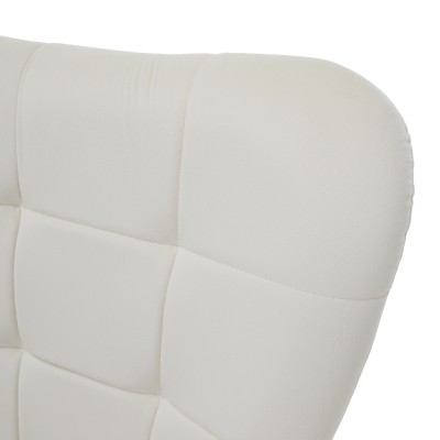 Fotoliu cu suport pentru picioare, alb Velvet ţesătură/negru, HABEN