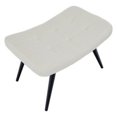 Fotoliu cu suport pentru picioare, alb Velvet ţesătură/negru, HABEN