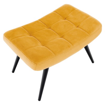 Fotoliu cu suport pentru picioare, galben ţesătură Velvet/negru, HABEN