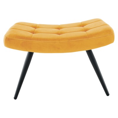 Fotoliu cu suport pentru picioare, galben ţesătură Velvet/negru, HABEN