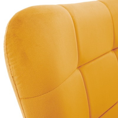 Fotoliu cu suport pentru picioare, galben ţesătură Velvet/negru, HABEN