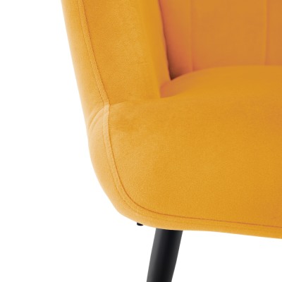 Fotoliu cu suport pentru picioare, galben ţesătură Velvet/negru, HABEN