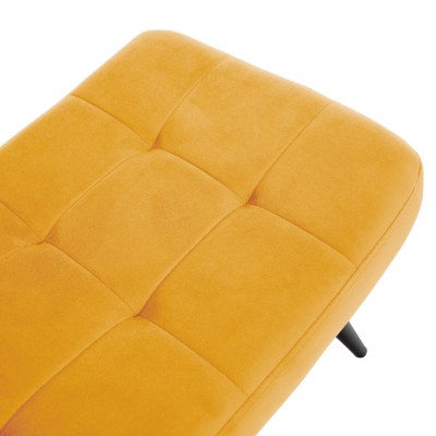 Fotoliu cu suport pentru picioare, galben ţesătură Velvet/negru, HABEN