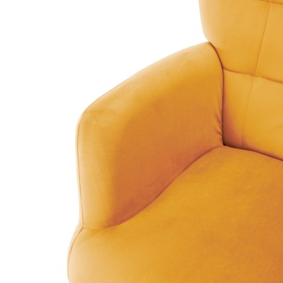 Fotoliu cu suport pentru picioare, galben ţesătură Velvet/negru, HABEN
