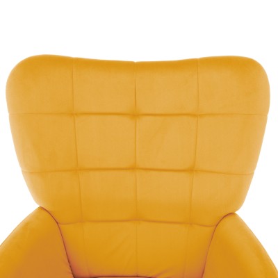 Fotoliu cu suport pentru picioare, galben ţesătură Velvet/negru, HABEN