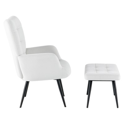 Fotoliu cu suport pentru picioare, gri deschis ţesătură Velvet/negru, HABEN