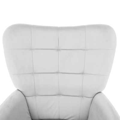 Fotoliu cu suport pentru picioare, gri deschis ţesătură Velvet/negru, HABEN