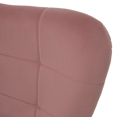 Fotoliu cu suport pentru picioare, ţesătură Velvet roz/stejar, HABEN