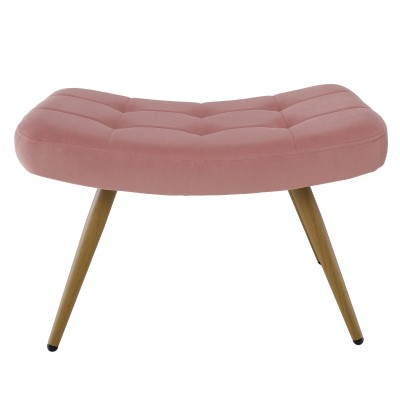 Fotoliu cu suport pentru picioare, ţesătură Velvet roz/stejar, HABEN