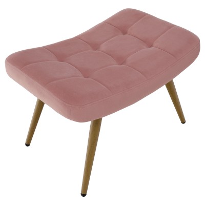 Fotoliu cu suport pentru picioare, ţesătură Velvet roz/stejar, HABEN
