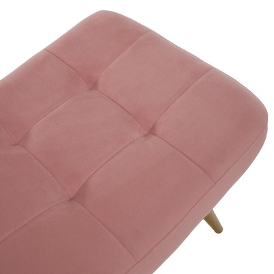 Fotoliu cu suport pentru picioare, ţesătură Velvet roz/stejar, HABEN