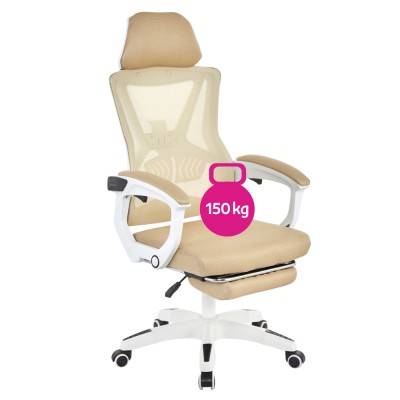 Fotoliu de birou, bej/alb, portanţă 150 kg, MALVIN