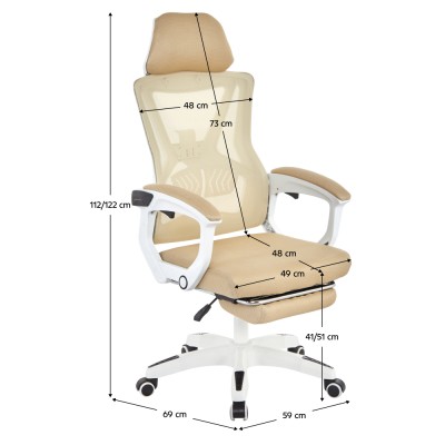 Fotoliu de birou, bej/alb, portanţă 150 kg, MALVIN