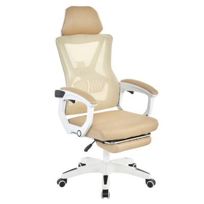 Fotoliu de birou, bej/alb, portanţă 150 kg, MALVIN