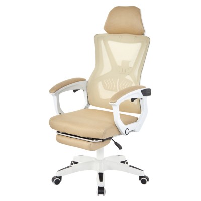 Fotoliu de birou, bej/alb, portanţă 150 kg, MALVIN