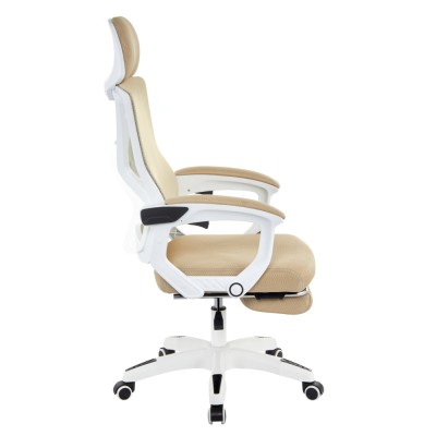 Fotoliu de birou, bej/alb, portanţă 150 kg, MALVIN
