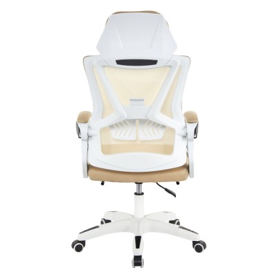 Fotoliu de birou, bej/alb, portanţă 150 kg, MALVIN