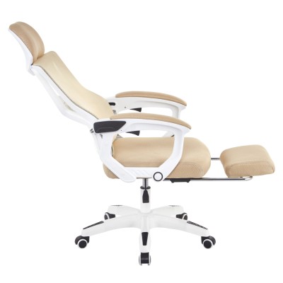 Fotoliu de birou, bej/alb, portanţă 150 kg, MALVIN