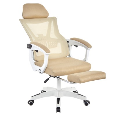 Fotoliu de birou, bej/alb, portanţă 150 kg, MALVIN