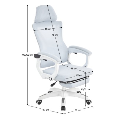 Fotoliu de birou, gri deschis/alb, portanţă 150 kg, MALVIN