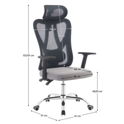Fotoliu de birou, gri închis/gri deschis/crom, portanţă 150 kg, ADEMIR