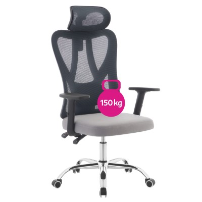 Fotoliu de birou, gri închis/gri deschis/crom, portanţă 150 kg, ADEMIR
