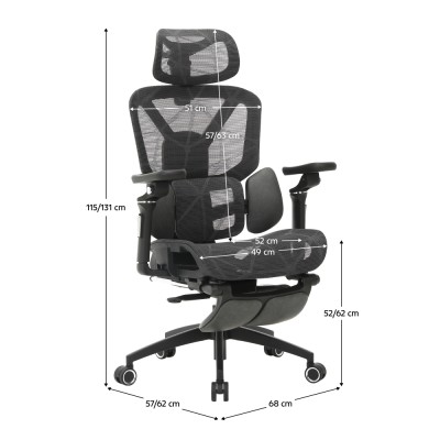 Fotoliu de birou, gri închis/negru, VILMER