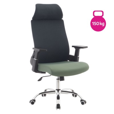 Fotoliu de birou, gri închis/verde/crom, portanţă 150 kg, HOLGER