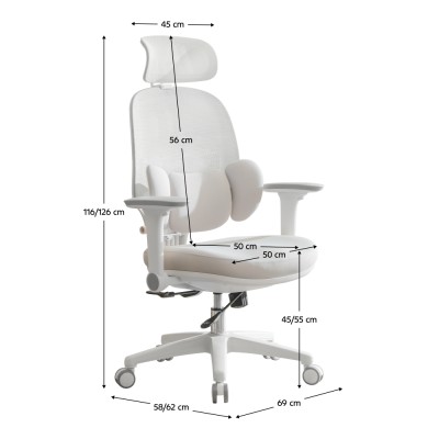 Fotoliu de birou, gri/alb, ABRAMO