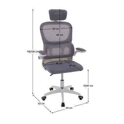 Fotoliu de birou, gri/alb, FERIS