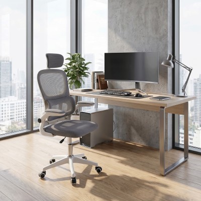 Fotoliu de birou, gri/alb, FERIS