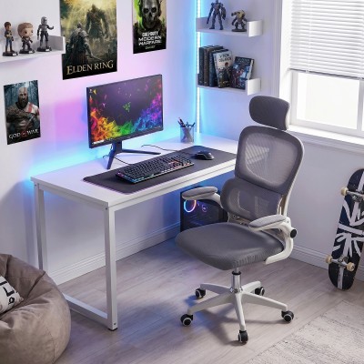 Fotoliu de birou, gri/alb, FERIS