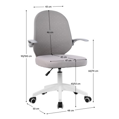 Fotoliu de birou, gri/alb, PASTURA