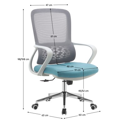 Fotoliu de birou, gri/albastru, FOSTER TYP 2