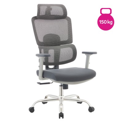 Fotoliu de birou, gri/crom, portanţă 150 kg, BYRON