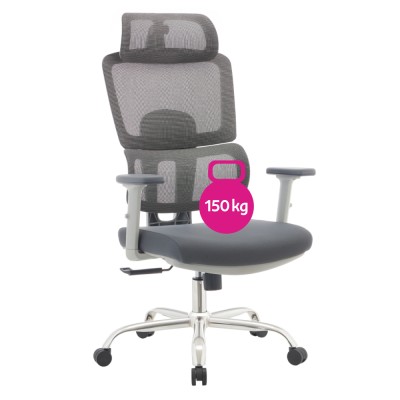 Fotoliu de birou, gri/crom, portanţă 150 kg, BYRON